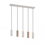 Soka - Coffee & Warm Grey Ribbed 5 Light over Island Fitting