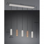 Soka - Coffee & Warm Grey Ribbed 5 Light over Island Fitting