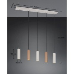 Soka - Coffee & Warm Grey Ribbed 5 Light over Island Fitting