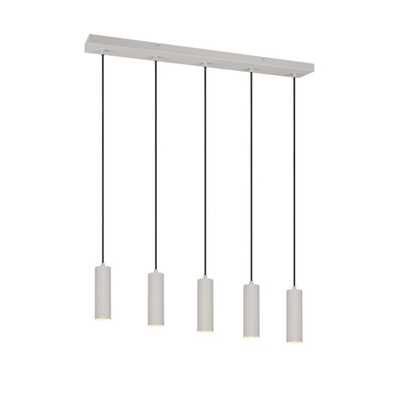 Trio-367700576 - Soka - Warm Grey Ribbed 5 Light over Island Fitting