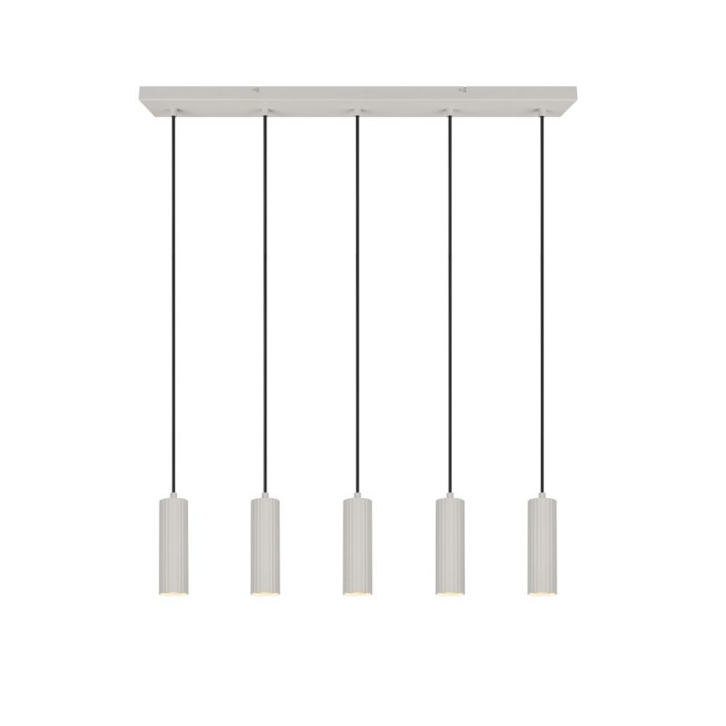 Trio-367700576 - Soka - Warm Grey Ribbed 5 Light over Island Fitting