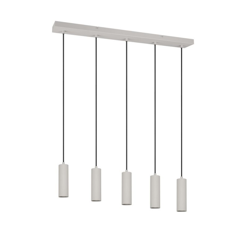 Trio-367700576 - Soka - Warm Grey Ribbed 5 Light over Island Fitting