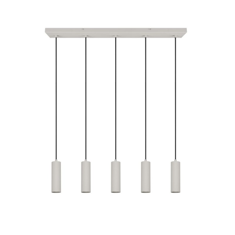 Trio-367700576 - Soka - Warm Grey Ribbed 5 Light over Island Fitting