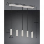 Soka - Warm Grey Ribbed 5 Light over Island Fitting