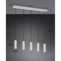 Soka - Warm Grey Ribbed 5 Light over Island Fitting