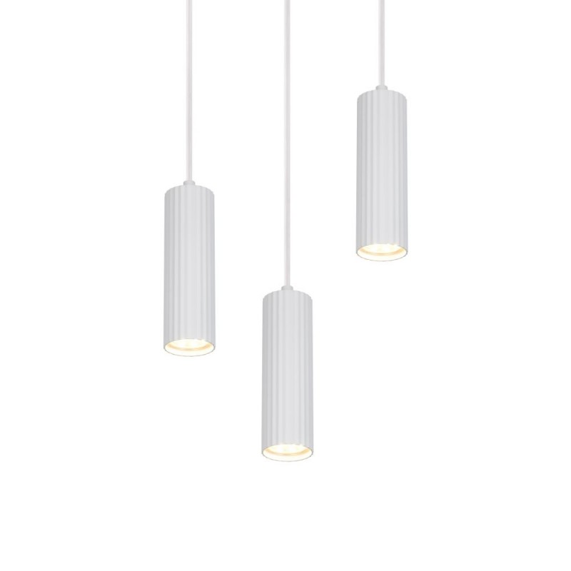 Trio-367730331 - Soka - Matt White Ribbed 3 Light Cluster Pendant