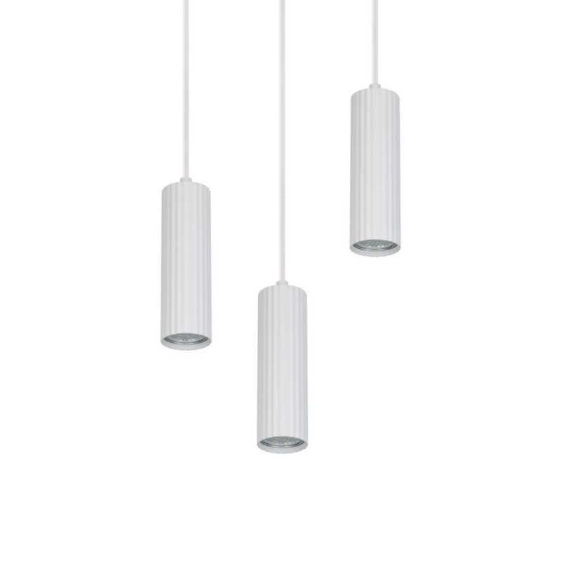 Trio-367730331 - Soka - Matt White Ribbed 3 Light Cluster Pendant