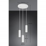 Soka - Matt White Ribbed 3 Light Cluster Pendant