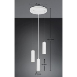 Soka - Matt White Ribbed 3 Light Cluster Pendant