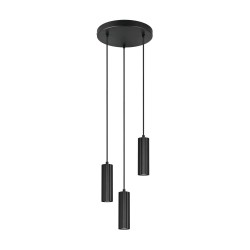 Soka - Matt Black Ribbed 3 Light Cluster Pendant