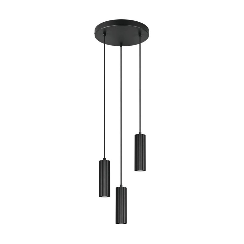Trio-367730332 - Soka - Matt Black Ribbed 3 Light Cluster Pendant