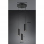 Soka - Matt Black Ribbed 3 Light Cluster Pendant