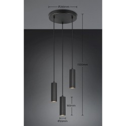 Soka - Matt Black Ribbed 3 Light Cluster Pendant