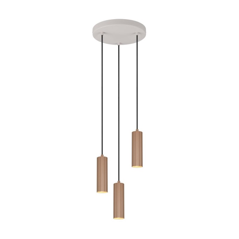 Trio-367730365 - Soka - Coffee & Warm Grey Ribbed 3 Light Cluster Pendant