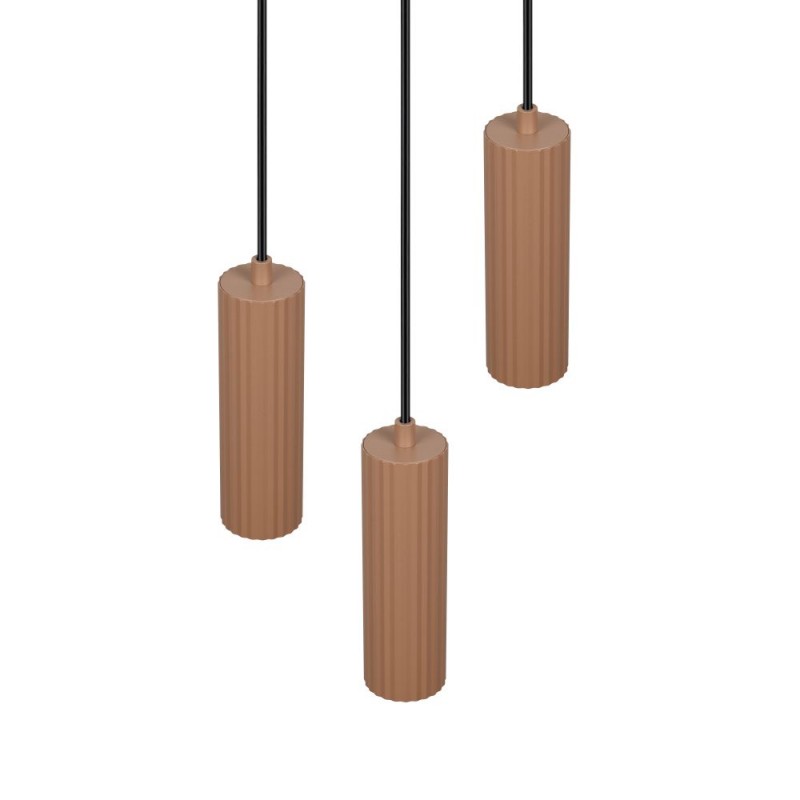 Trio-367730365 - Soka - Coffee & Warm Grey Ribbed 3 Light Cluster Pendant