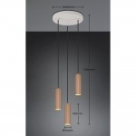 Soka - Coffee & Warm Grey Ribbed 3 Light Cluster Pendant
