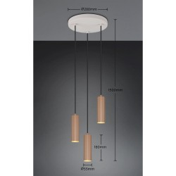 Soka - Coffee & Warm Grey Ribbed 3 Light Cluster Pendant