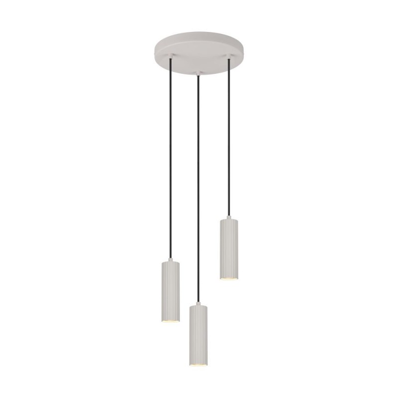 Trio-367730376 - Soka - Warm Grey Ribbed 3 Light Cluster Pendant
