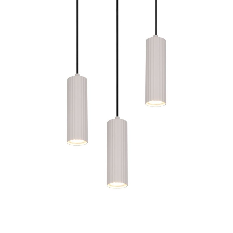 Trio-367730376 - Soka - Warm Grey Ribbed 3 Light Cluster Pendant