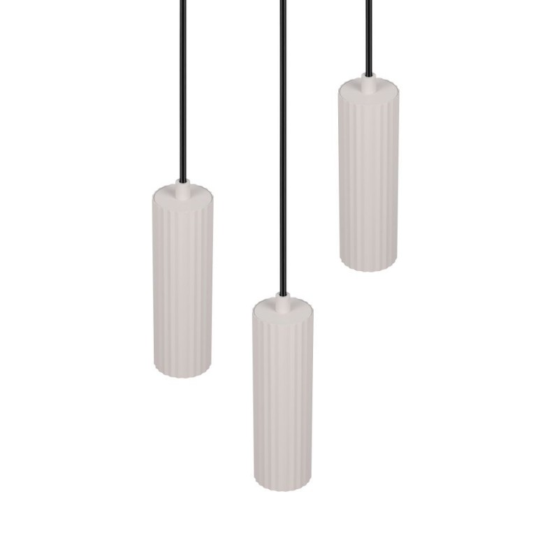 Trio-367730376 - Soka - Warm Grey Ribbed 3 Light Cluster Pendant