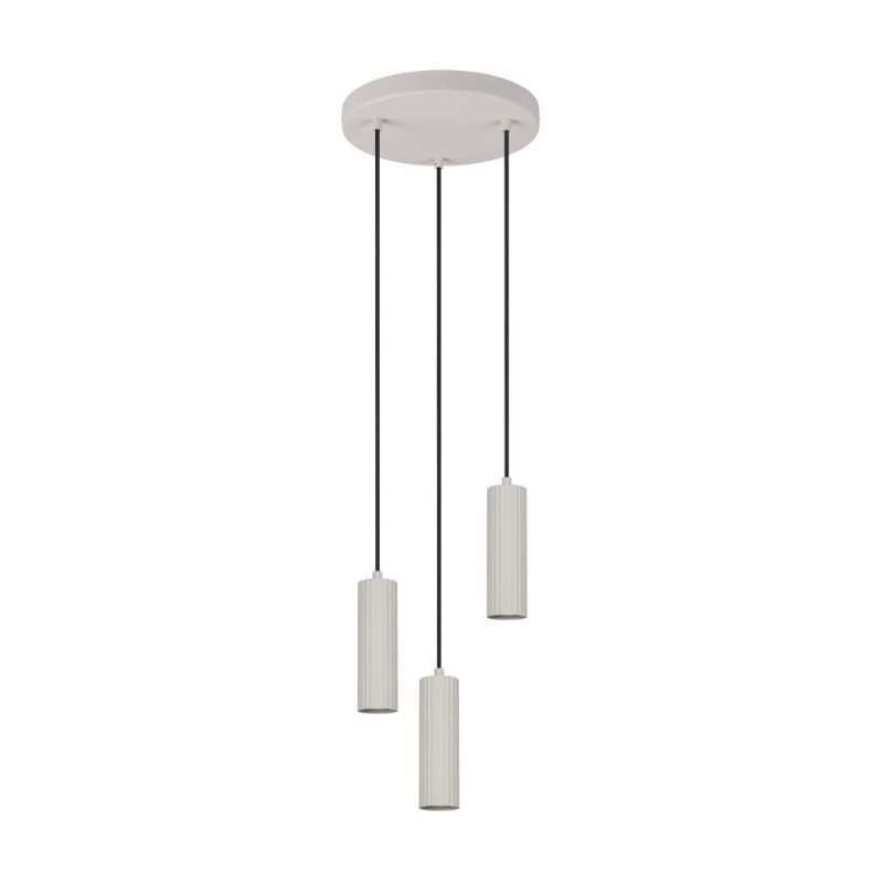 Trio-367730376 - Soka - Warm Grey Ribbed 3 Light Cluster Pendant