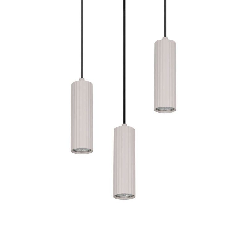 Trio-367730376 - Soka - Warm Grey Ribbed 3 Light Cluster Pendant