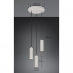 Soka - Warm Grey Ribbed 3 Light Cluster Pendant