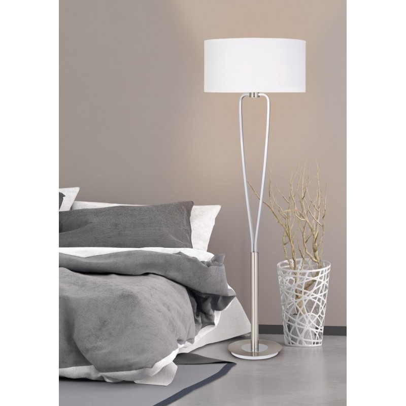 - Paris II - Matt Nickel Floor Lamp with White Shade Trio-400200107 - Paris II - Matt Nickel Floor Lamp with White Shade