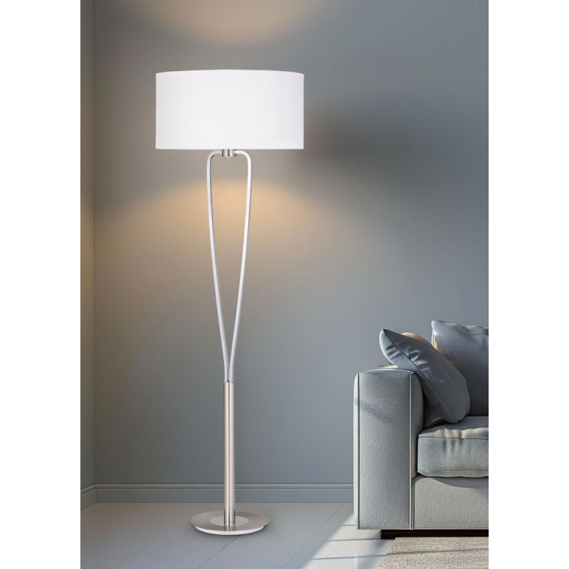 - Paris II - Matt Nickel Floor Lamp with White Shade Trio-400200107 - Paris II - Matt Nickel Floor Lamp with White Shade