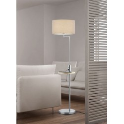 Claas - Matt Nickel USB Floor Lamp with Grey Shade Claas - Matt Nickel USB Floor Lamp with Grey Shade