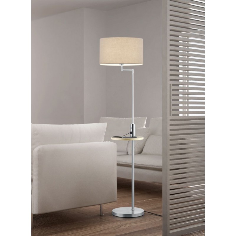 - Claas - Matt Nickel USB Floor Lamp with Grey Shade Trio-400400107 - Claas - Matt Nickel USB Floor Lamp with Grey Shade