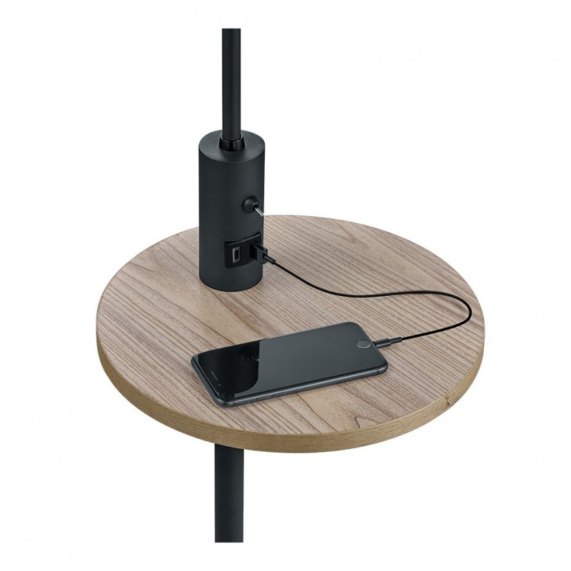 - Claas - Matt Black USB Floor Lamp with Grey Shade Trio-400400132 - Claas - Matt Black USB Floor Lamp with Grey Shade