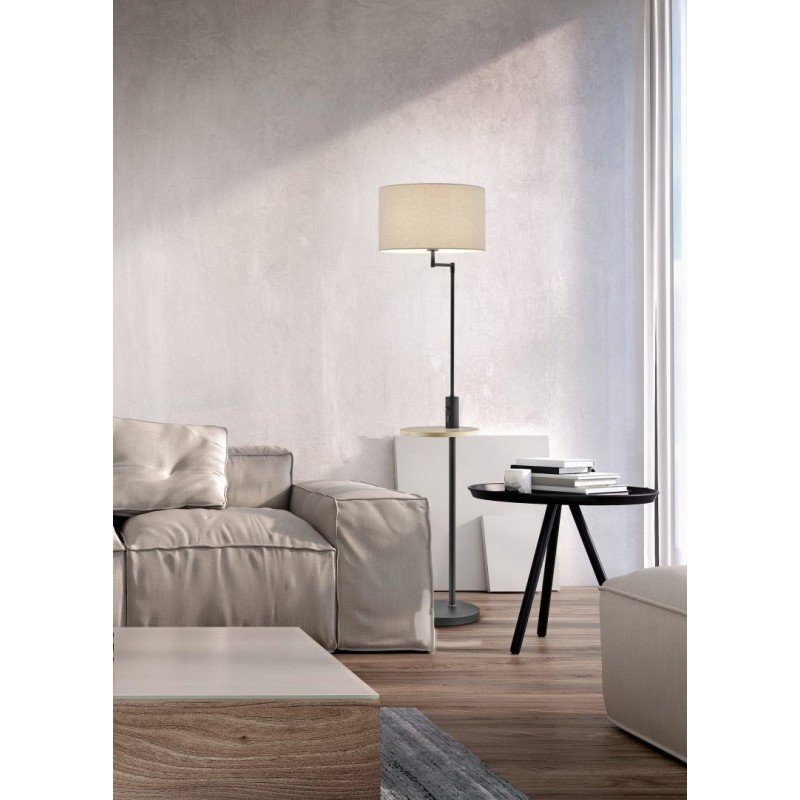 - Claas - Matt Black USB Floor Lamp with Grey Shade Trio-400400132 - Claas - Matt Black USB Floor Lamp with Grey Shade