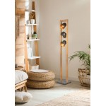 Bell - Antique Nickel & Wood 3 Light Floor Lamp Bell - Antique Nickel & Wood 3 Light Floor Lamp
