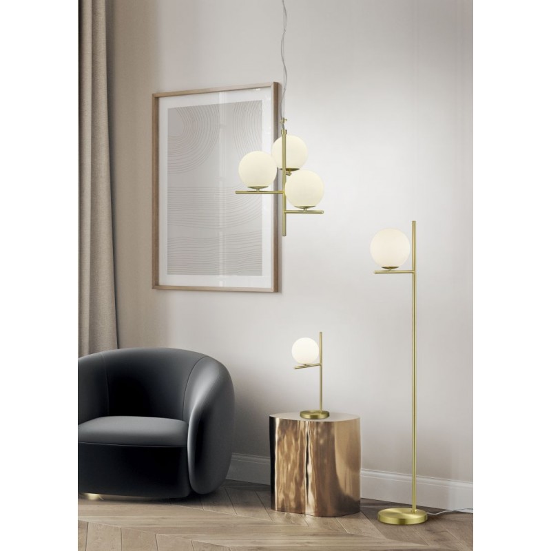 - Pure - Matt Brass Floor Lamp with White Glass Trio-402000108 - Pure - Matt Brass Floor Lamp with White Glass