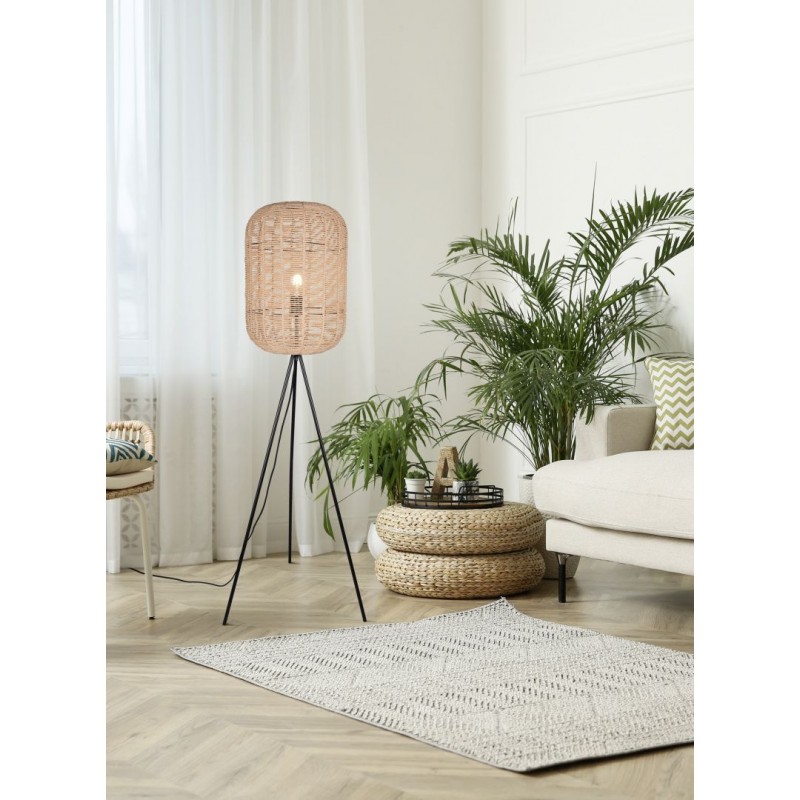 Trio-403000132 - Runa - Black Tripod Floor Lamp with Brown Rope