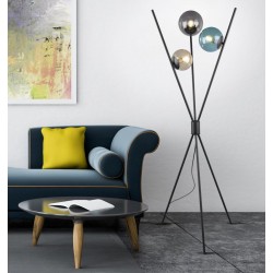 Lance - Black 3 Light Tripod Floor Lamp with Multicolour Glasses Lance - Black 3 Light Tripod Floor Lamp with Multicolour Glasses