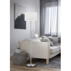 Hotel - Nickel Mother & Child Floor Lamp with White Shade Hotel - Nickel Mother & Child Floor Lamp with White Shade