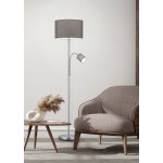 Hotel - Nickel Mother & Child Floor Lamp with Grey Shade Hotel - Nickel Mother & Child Floor Lamp with Grey Shade