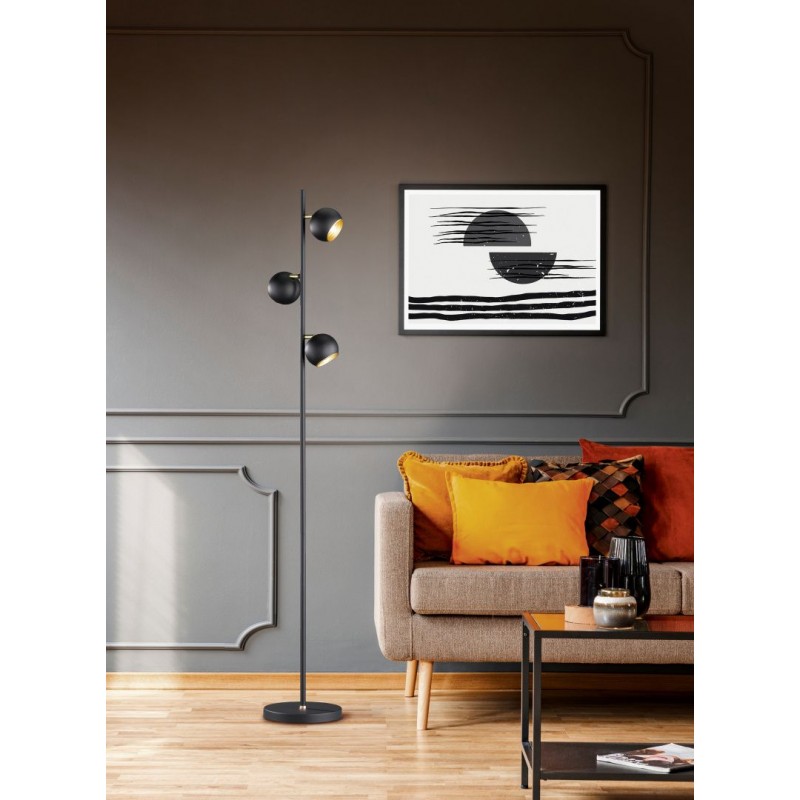 - Dakota - Matt Black & Gold 3 Light Floor Lamp Trio-404600332 - Dakota - Matt Black & Gold 3 Light Floor Lamp