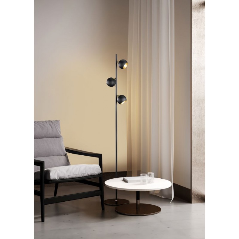 - Dakota - Matt Black & Gold 3 Light Floor Lamp Trio-404600332 - Dakota - Matt Black & Gold 3 Light Floor Lamp