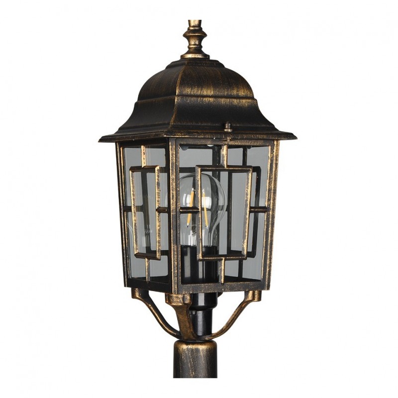 Trio-405960128 - Volturno - Black & Gold Post with Clear Diffuser