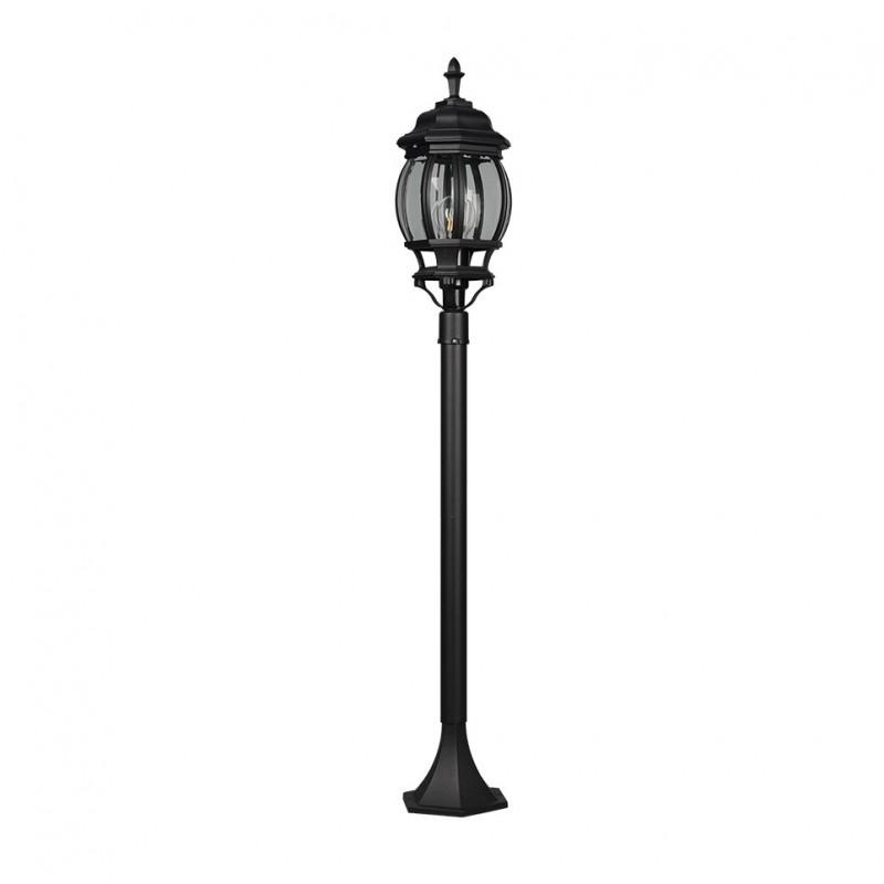 - Elvo - Traditional Black Post with Clear Glass Trio-406960132 - Elvo - Traditional Black Post with Clear Glass