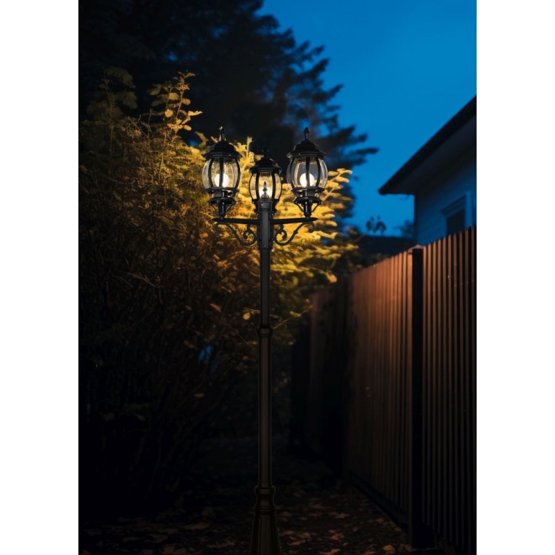 Trio-406960332 - Elvo - Traditional Black 3 Light Post with Clear Glass