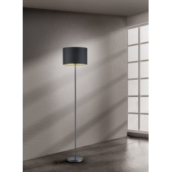 Hostel - Black Floor Lamp with Gold & Black Shade Hostel - Black Floor Lamp with Gold & Black Shade