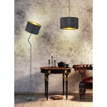 Hostel - Black Ajustable Floor Lamp with Gold & Black Shade Hostel - Black Ajustable Floor Lamp with Gold & Black Shade