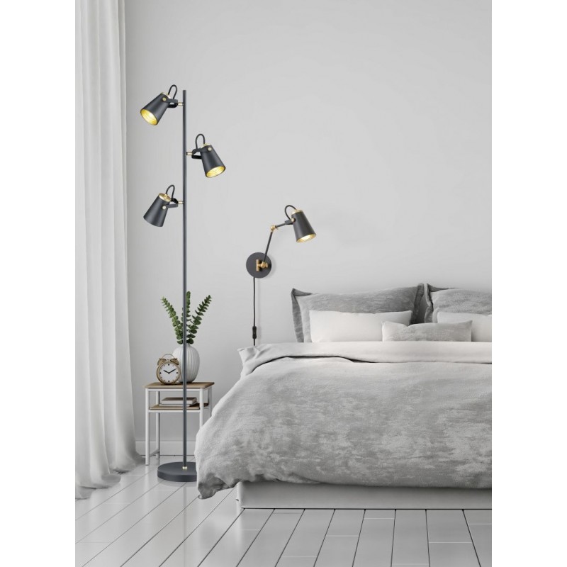 - Edward - Matt Black & Gold 3 Light Floor Lamp Trio-408800332 - Edward - Matt Black & Gold 3 Light Floor Lamp