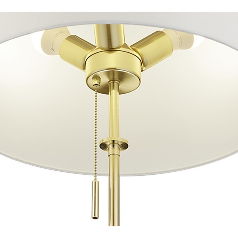 Table & Floor Lamp - Lyon - Matt Brass 3 Light Floor Lamp with White Shade Trio-409100308 - Lyon - Matt Brass 3 Light Floor Lamp with White Shade
