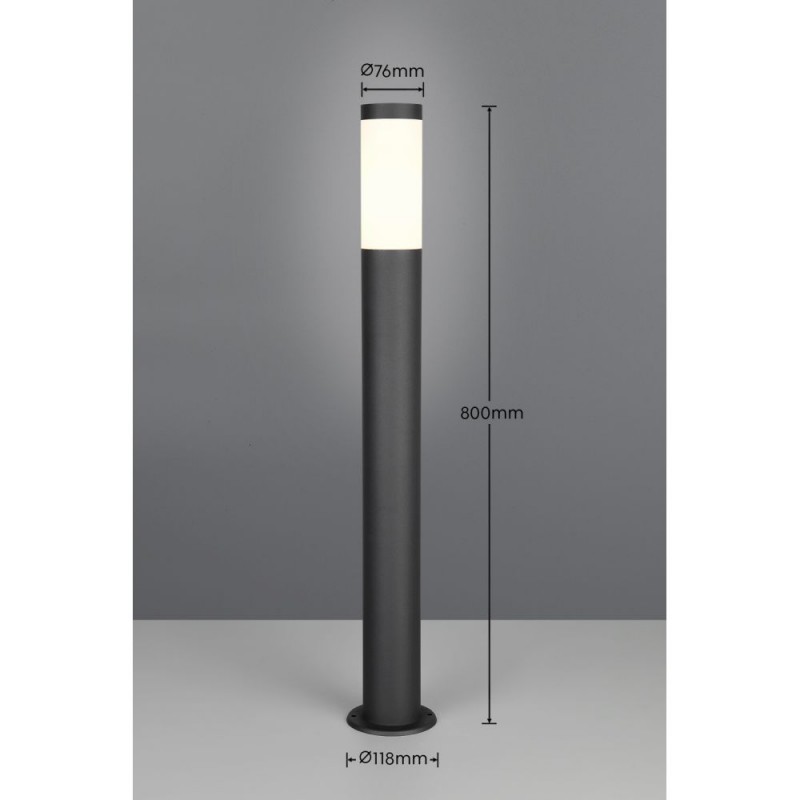 Trio-409760132 - Trioto - Matt Black Bollard with White Diffuser