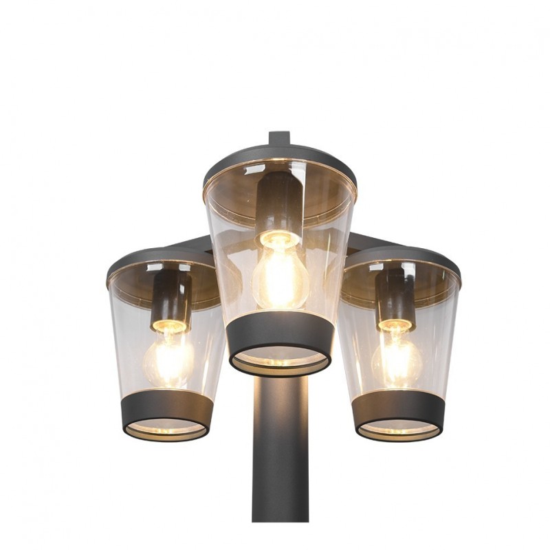 Trio-411060342 - Cavado - Anthracite 3 Light Post with Clear Diffuser